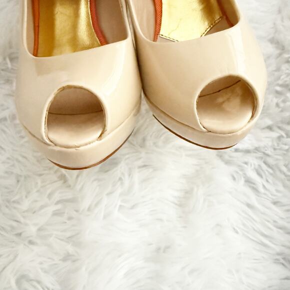 TED BAKER | Nude Pink Gold Platform Peep Toe Heels Pumps SVANA5 | Size 6 - Picture 4 of 10